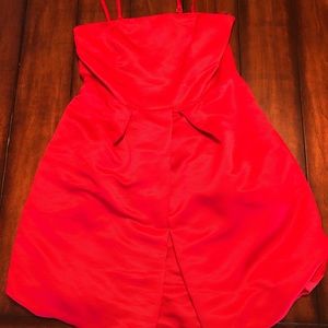 Red Dress With Pockets With Detachable Straps